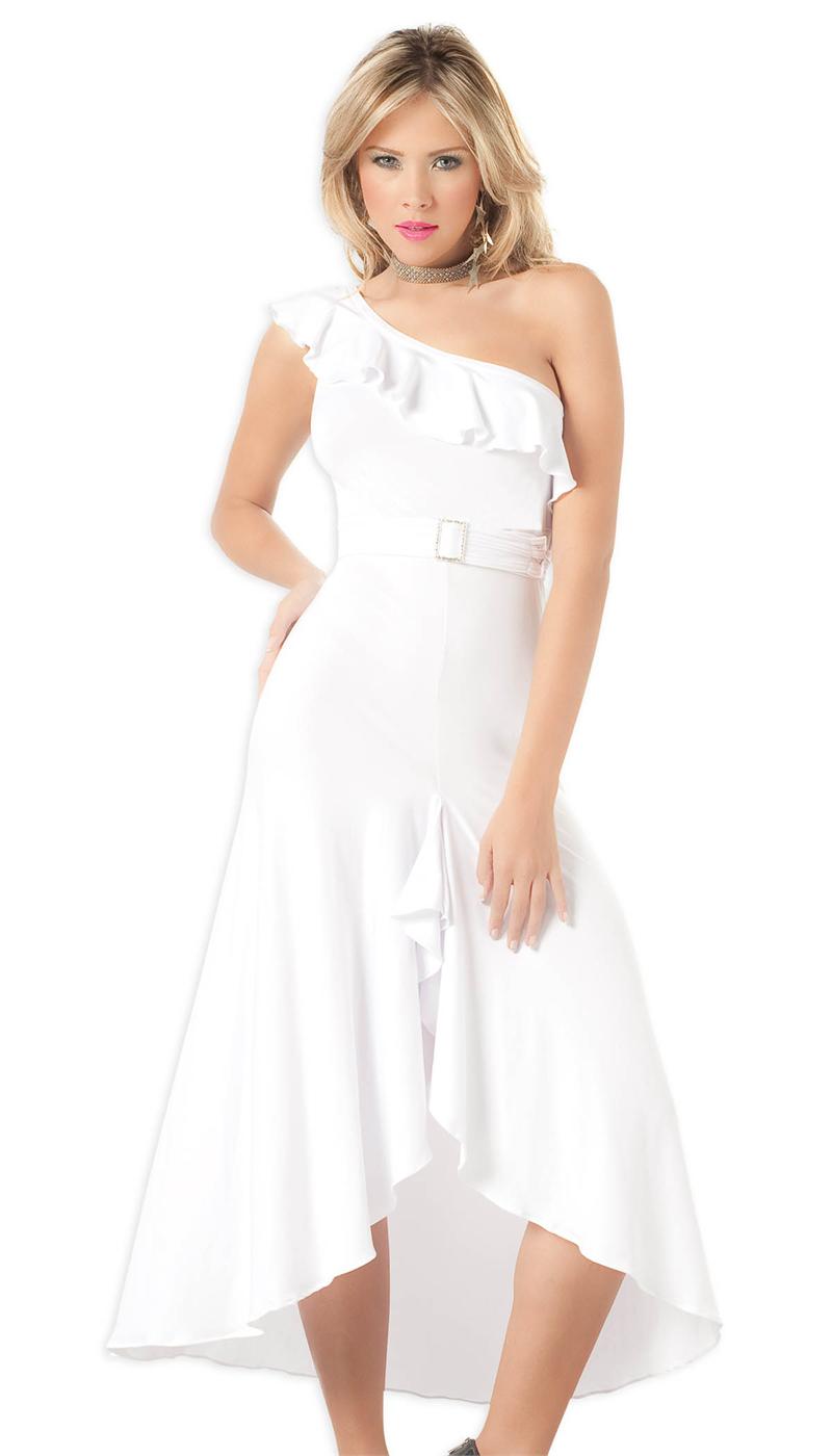 One-Shoulder White Casual Elegant Long Gown